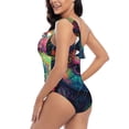 thumbnail image 4 of Pofeuu Colorful Patterned Rabbit Print Women's One Piece Swimsuits One Shoulder Swimwear Asymmetric Ruffle Monokinis Bathing Suits-Large, 4 of 6