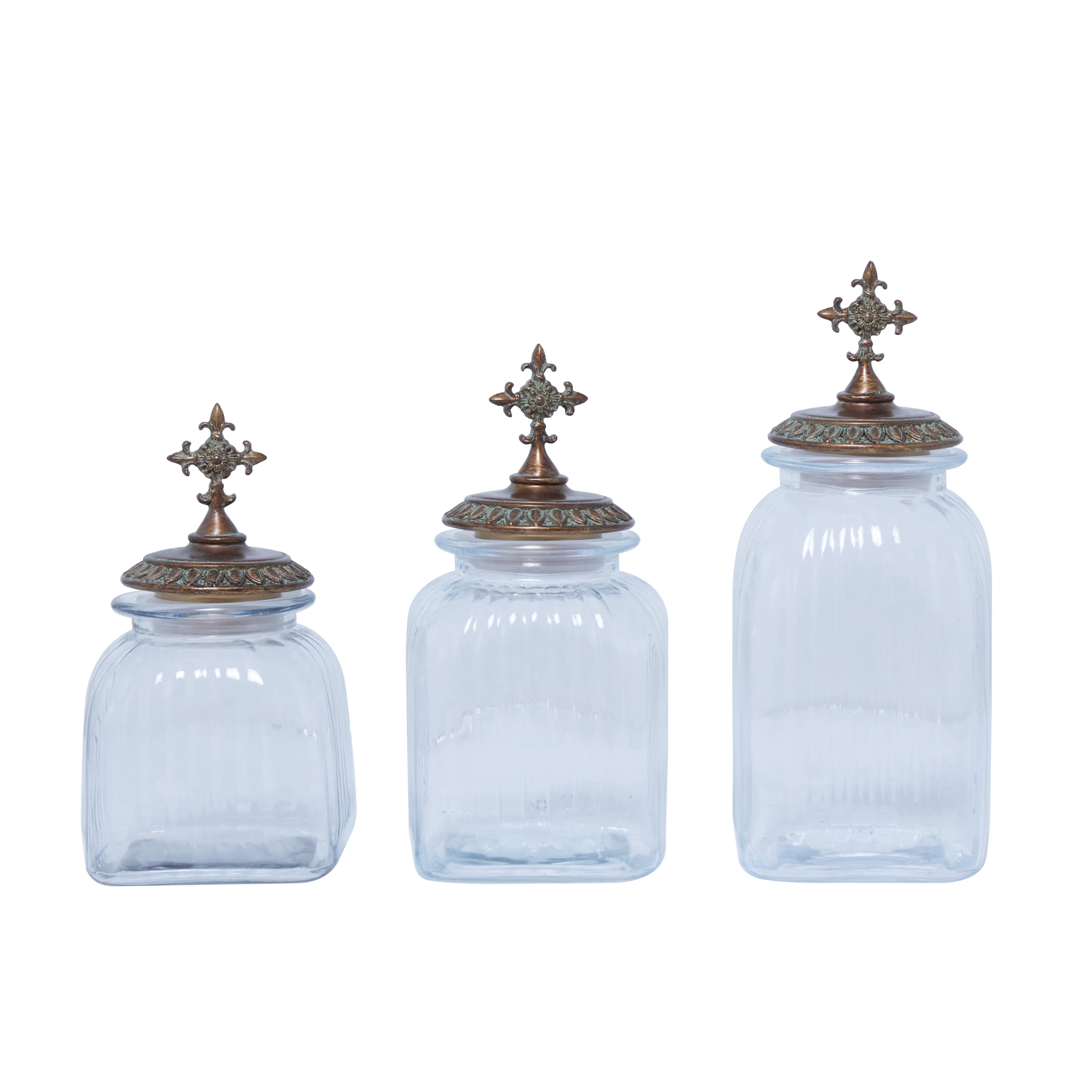 DecMode 15", 13", 11"H Clear Glass Decorative Jars, 3-Pieces