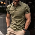 thumbnail image 2 of Yifymode Men's Classic Short Sleeve Polo Shirt, Soft Fabric Casual Collar with Pocket Daily Wear Top Army Green L, 2 of 4