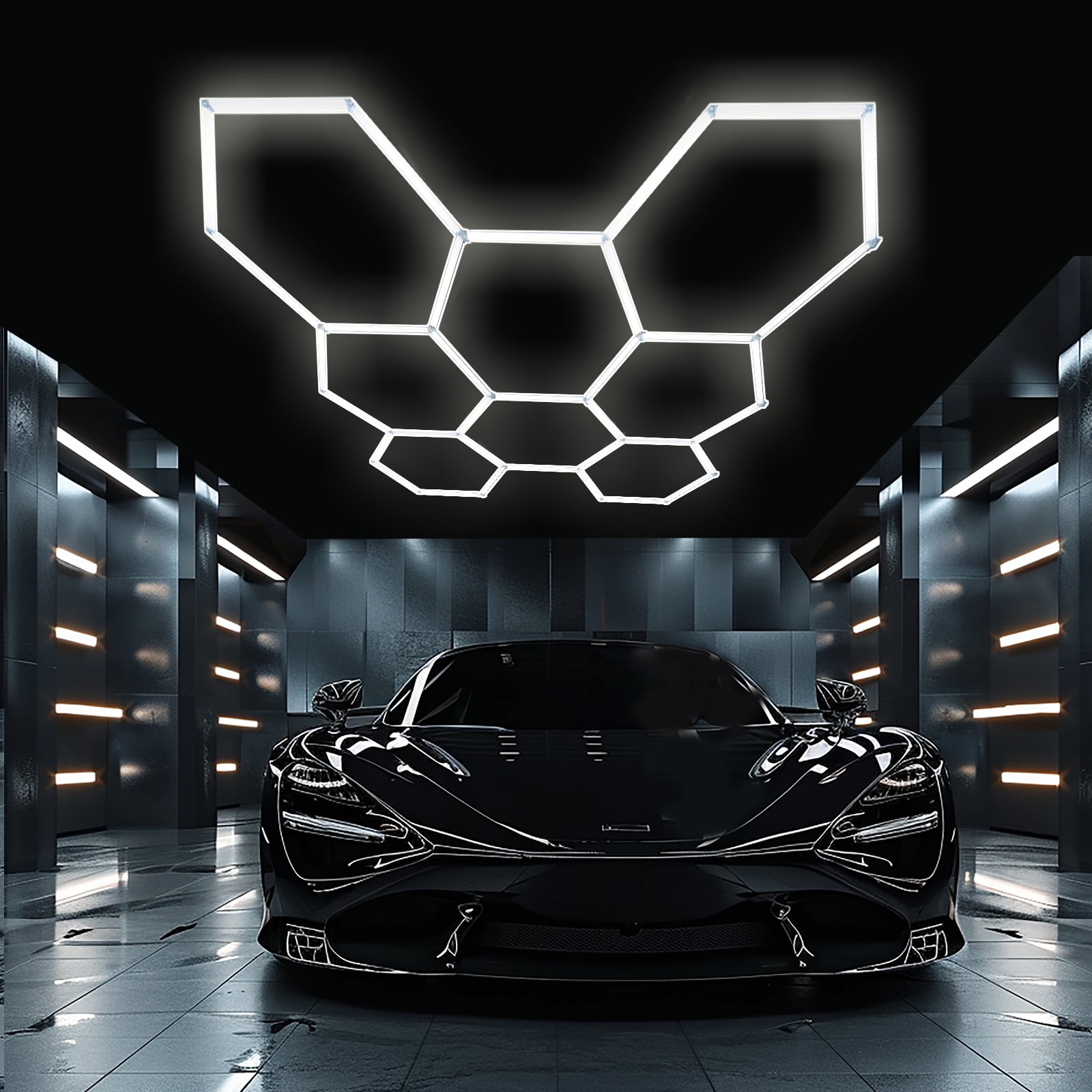 8 Hexagon HEX LED Lighting Car Detail Garage Workshop Retail Lighting Honeycomb