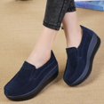 thumbnail image 3 of Women's Suede Leather Slip-on Shoes Wedge Moccasin Loafers Casual Walking Shoes Trainers Platform Sneaker, 3 of 5