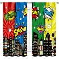 thumbnail image 2 of Super City Hero Curtain, Comic Style Cityscape Skyline Buildings Cartoon Window Curtains for Boys Kids Teens Baby Room Bedroom Living Nursery 2 Panel Sets, 52"x84" Inch, 2 of 5