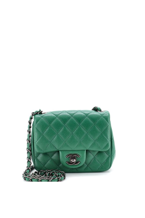 Pre-Owned Square Classic Single Flap Bag Quilted Caviar Mini By Rebag