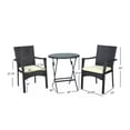 thumbnail image 3 of Outdoor table and chairs Patio Rattan Bistro Set, All Weather Resistant Wicker, 3 PCS Set of Garden Table and Chairs with Arms foldable, 3 of 6