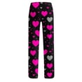 thumbnail image 5 of zbxnLI Plus Size Pajama Pants for Women Heart Printed Pjs Sleep Pants Comfort Waist Wide Leg Lounge Pants, 5 of 6