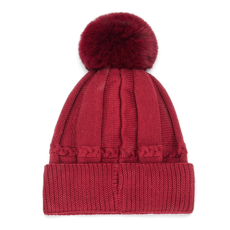 CHGBMOK Clearance Winter Hats for Women Warm Plush Knitted Hat Ski