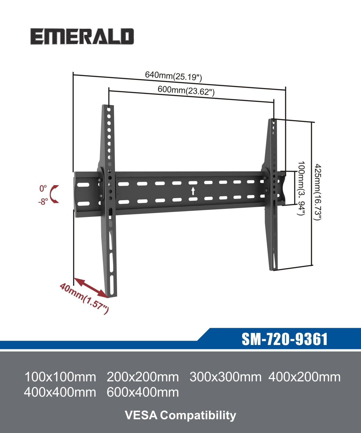 Emerald Tilt TV Wall Mount for 37"-70" TVs (9361)
