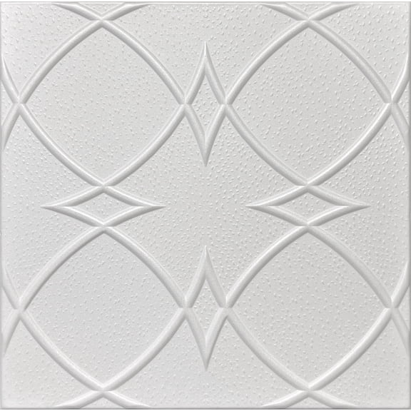 20x20 Styrofoam Ceiling Tiles Glue-Up Decorative Panels for Easy DIY Install, Home & Basement Renovation. R23 Eta, Plain White, Lot/8