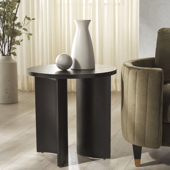 Safavieh Couture Audriella Coastal Wood Round End Table, Black