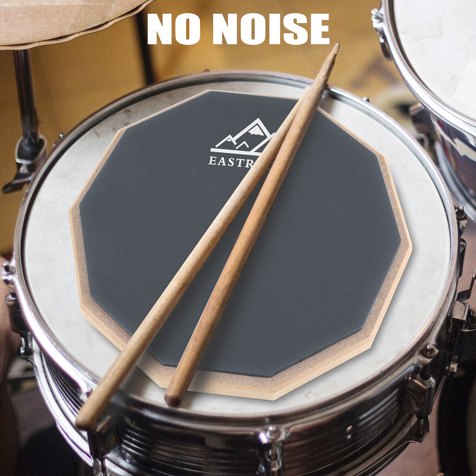 Eastrock Drun Practice Pad 8 inch Double Silicone Surface Non-Slip Rubber Silent Practice Drum Pad for Beginner Dark Grey