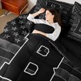 thumbnail image 5 of Meiyoeat Distressed US Flag Letter B Bedding Comforter Set 7pcs for Men Teens, Bold Initial Queen Bedding Sets, Black Gray White,Black Reversible, 5 of 6