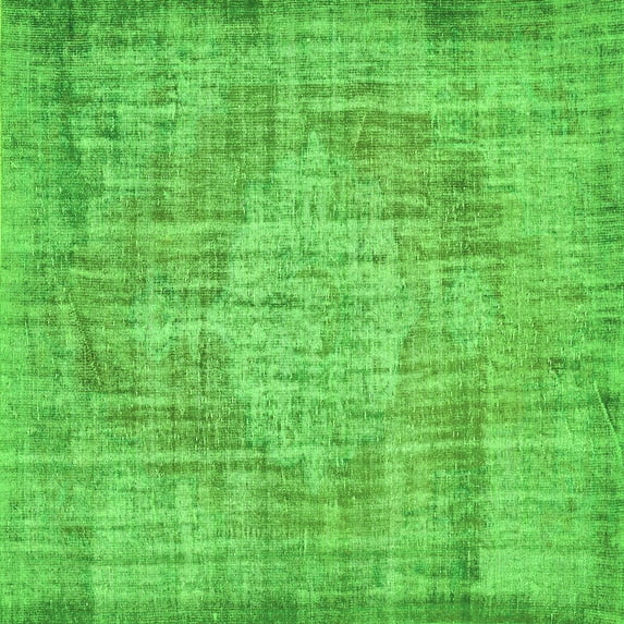 Ahgly Company Indoor Square Abstract Green Contemporary Area Rugs, 5' Square