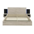 thumbnail image 5 of Queen Size Wooden Floating Platform Bed, with LED Lights, Bedside Nightstand, Natural, 5 of 9