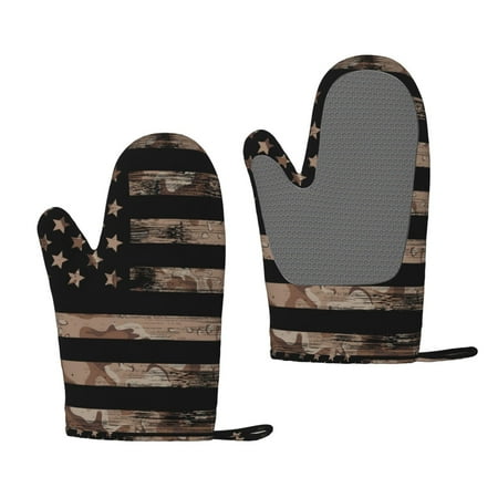 

Matuu American Flag with Desert Camouflage for Silicone Oven Gloves Heat Resistant Grilling Gloves Non-Slip Silicone Oven Mitt Great for Grilling Kitchen and Cooking