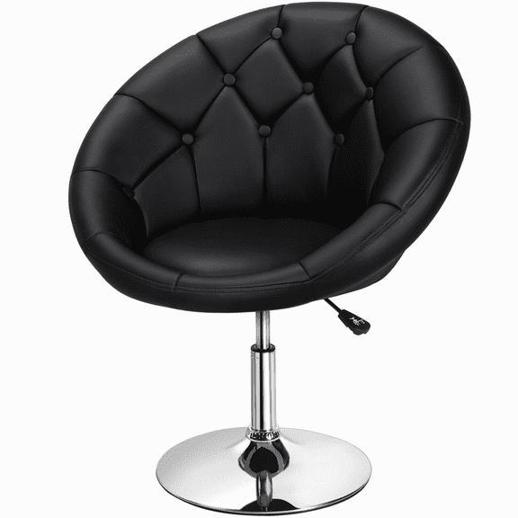 Adjustable Swivel Tufted Accent Chair with Round-Back, Multiple Colors