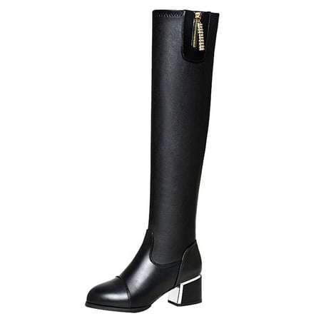

Keen Sports Shoes Boots Chunky Color High Belt High Barrel Boots Buckle Breathable Women S Heels Size Plus Zipper Shoes Winter Thigh Retro Women S Boots Keen Shoes for Women Pu 39