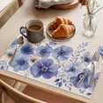 thumbnail image 3 of Placemat Set of 4 Ombre Blue Flowers Placemats for Dining Table Vintage Floral Leaf Washable Table Mats for Kitchen and Party Decor Indoor & Outdoor Use, 3 of 8