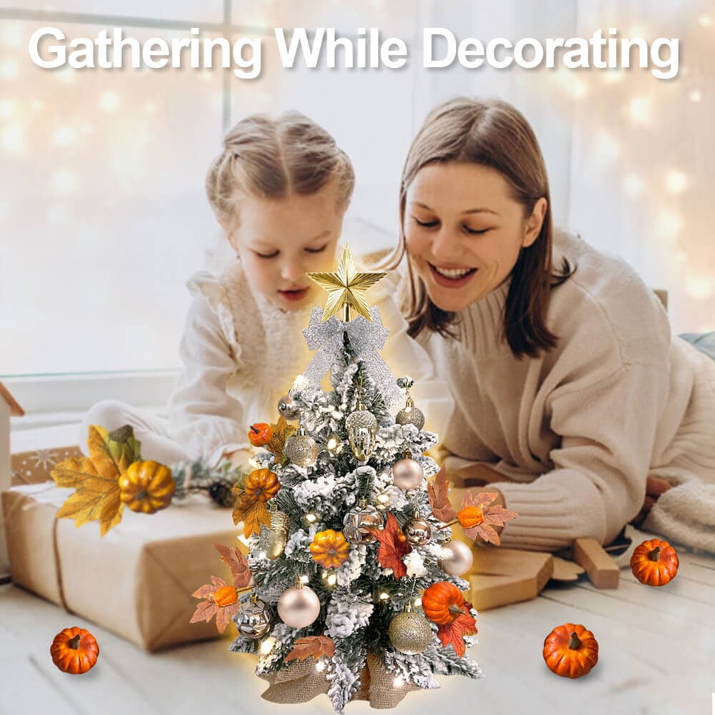 Kadyn Small Christmas Tree, 2ft Mini Christmas Tree, Artificial Small Desktop Xmas Tree with Tree Ornaments, for Christmas Thanksgiving Decorations-D Kadyn Small Christmas Tree, 2ft Mini Christmas Tree, Artificial Small Desktop Xmas Tree with Tree Ornaments, for Christmas Thanksgiving Decorations-D