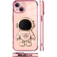 thumbnail image 5 of Compatible with iPhone 14 Case Astronaut Plating Electroplate Luxury Elegant Case Camera Protector Kickstand Shockproof Protective Corner Back Cover iPhone 14 Case -Pink, 5 of 10