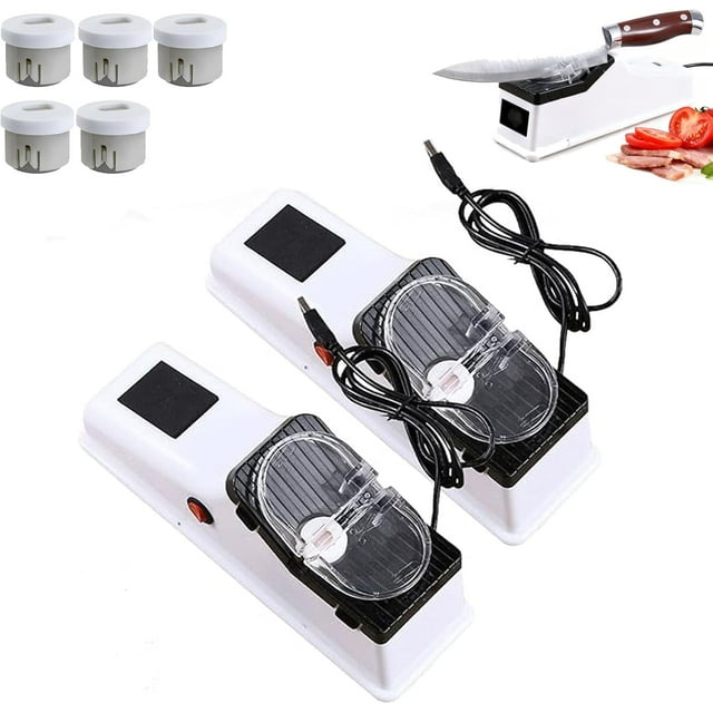 Besyner Sharp Pro,USB Electric Knife Sharpener, Professional Electric Knife Sharpeners for Kitchen Knives,Double Sided Knife Sharpener, 5s Quick Sharpening,Stable Non-Slip Base (B,2pcs)