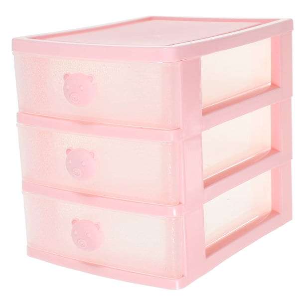 unbranded Organizador De Escritorio Rosa Con Cajones De Plástico Para Almacenamiento Práctico Y