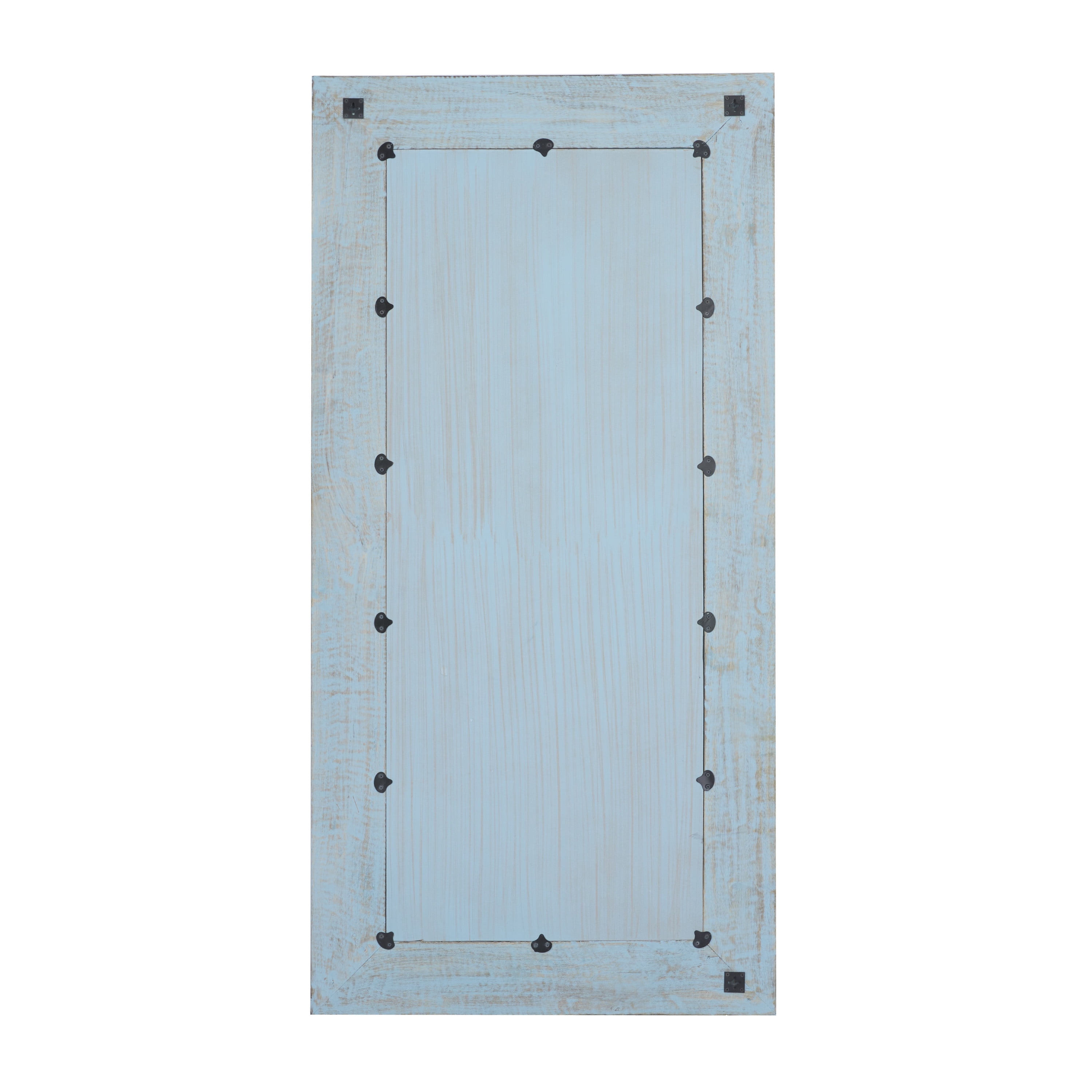 DecMode 36" x 72" Blue Carved Tribal Wall Mirror