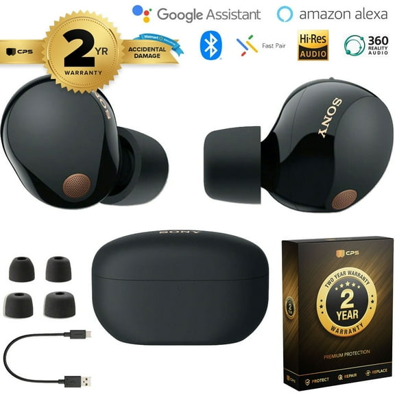 Restored Sony WF1000XM5/B Industry Leading Noise Canceling Truly Wireless Earbuds Black Bundle with 2 YR CPS Enhanced Protection Pack (Refurbished)