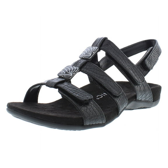 Vionic Amber Women's Orthotic Sandal – Black, Adjustable Straps, Arch Support, Comfort Fit