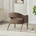 thumbnail image 4 of Accent Chair, PU Leather Upholstered Armchair,&nbsp;PAPROOS Barrel Open Back Reading Armchair, Modern Accent Chair with Weathered Solid Wood Legs for Living Room Bedroom, Club, Coffee, 4 of 7