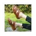 thumbnail image 5 of Fangasis Ladies Slides Cross Strap Wedge Sandals Beach Orthotic Sandal Indoor Outdoor Peep Toe Slide Slippers Dark Brown 7.5, 5 of 5