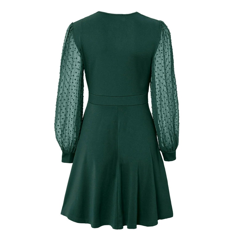 Ladies V Neck Long Sleeve A Line Dress Solid Jacquard Casual Dress Surplice Dress for Women Womens Summer Dress Dresses Swing Fall Dresses for Women Casual Summer Casual Summer Clothes for Women - Ladies V Neck Long Sleeve A Line Dress Solid Jacquard Casual Dress Surplice Dress for Women Womens Summer Dress Dresses Swing Fall Dresses for Women Casual Summer Casual Summer Clothes for Women -