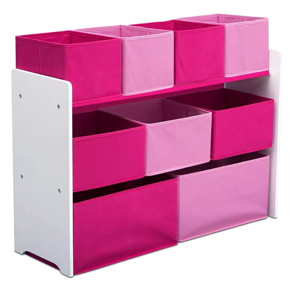 MY Deluxe Multi-Bin Toy Organizer with Storage Bins, White/Pink Bins