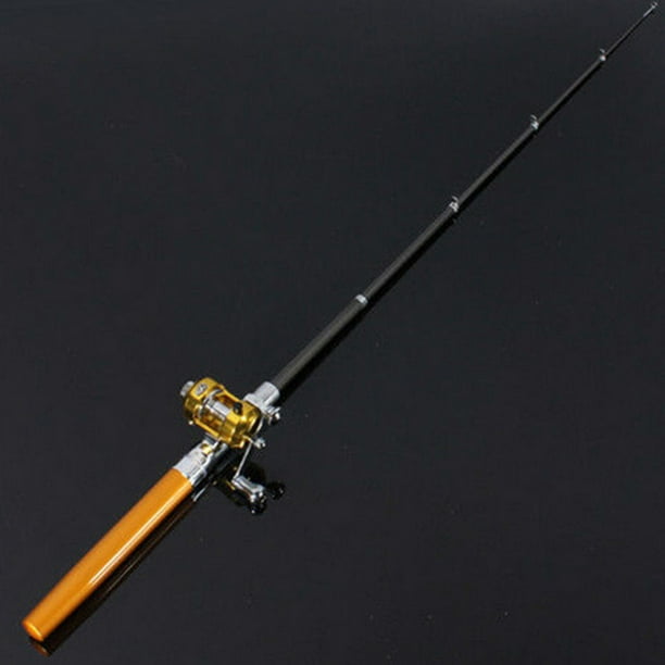 Ustyle Portable Pocket Telescopic Mini Fishing Pole Pen Shape Folded Fishing  Rod With Reel Wheel 