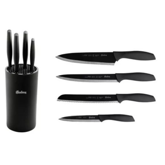 Juego Set 4 cuchillos HUDSON Inox Antiadherente Negros Holder