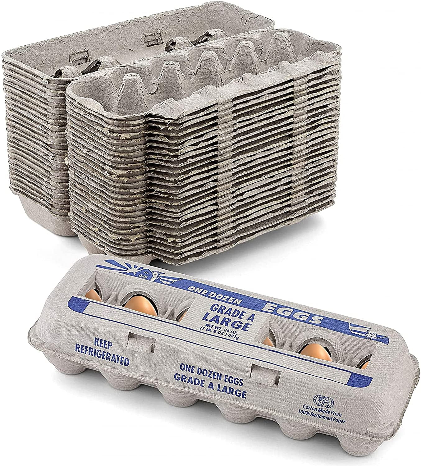 MT Products Printed Natural Pulp Large Paper Egg Cartons Hold Eggs 12