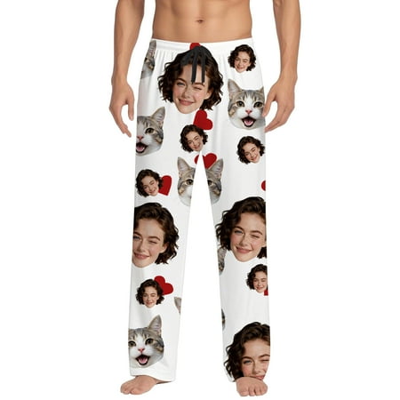 ZHOUCHANKIDS Valentine s Day DIY Print Women s Casual Trousers Soft Elastic Waistband Comfortable Loose Fit Home Wear Pants White L