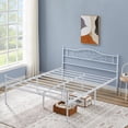 thumbnail image 3 of VECELO Queen Size Metal Bed Frame, Modern Platform Bed with Headboard and Footboard, No Box Spring Needed, White, 3 of 7