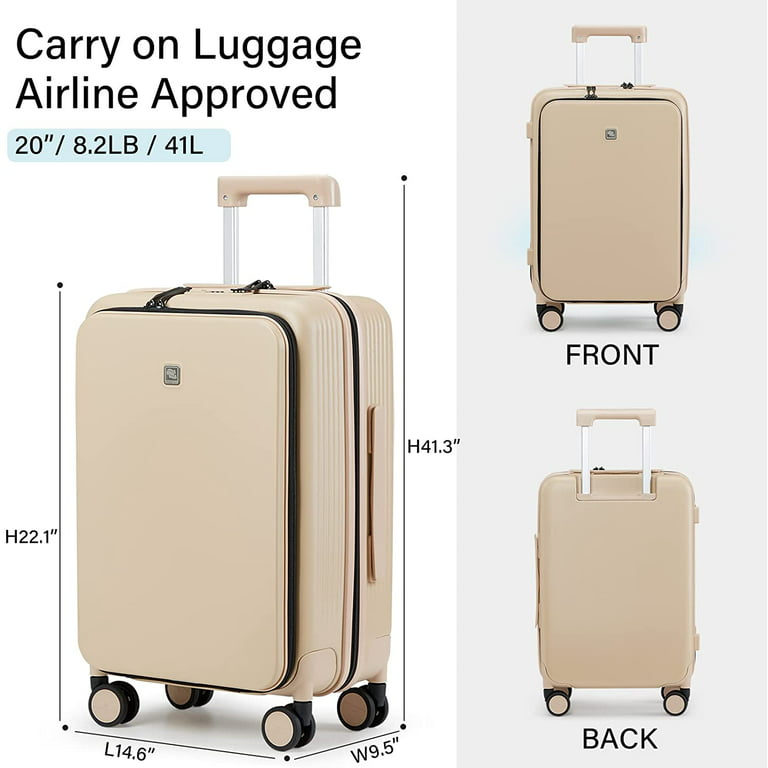 Hanke Upgrade Carry On Luggage Airline Approved, 20'' Lightweight Hardside  Suitcase PC Hardshell Luggage with Spinner Wheels & TSA Lock,Carry-On