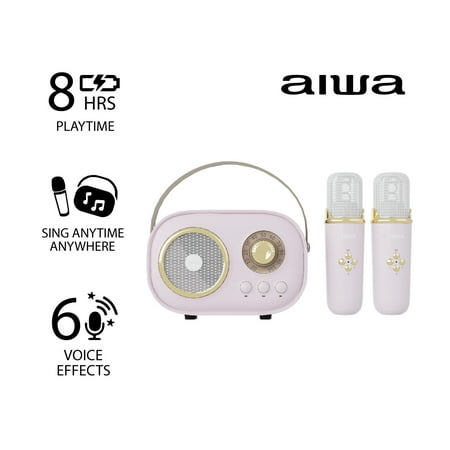 Aiwa Retro Wireless Karaoke Speaker Light Pink AI6028-LPNK