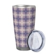 thumbnail image 2 of Bingfone Purple Floral Gingham Check Plaid for 20 Oz Stainless Steel Travel Mug Double Wall Water Coffee Cup for Home,Office, Outdoor Works Great for Ice Drinks and Hot Beverage-Straw Three-piece Set, 2 of 8