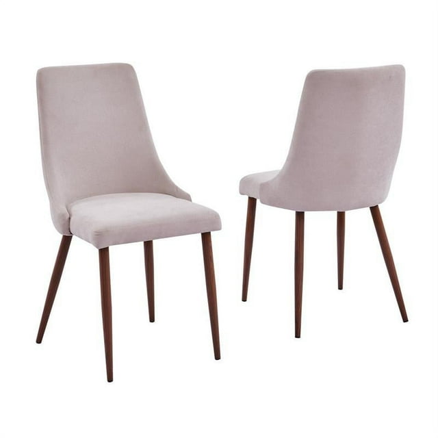Chaises en Lin Beige Minimaliste avec Base en Faux Bois (Ensemble de 4)