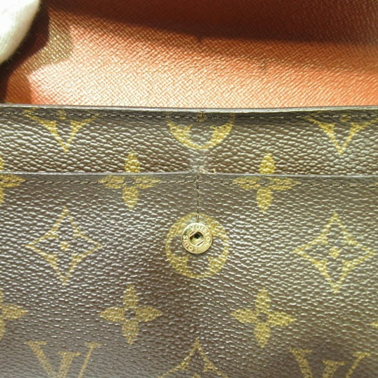 Louis Vuitton Brown Leather Pebbled Monogram Snap Button Wallets
