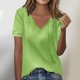 thumbnail image 2 of Camisas de Manga Larga Casual de las Mujeres Color Sólido Nuevo Cuello en V Tira Suelta Cepillada Camisa de Manga Corta, 2 of 6