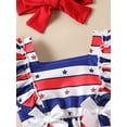 thumbnail image 6 of CIYCuIT Baby Girls 4th of July Romper Star Stripe Print Plush Ball Decor Sleeveless Jumpsuit Infant Toddler Cute Independence Day Bodysuit with Headband 6M 12M 18M 24M, 6 of 9