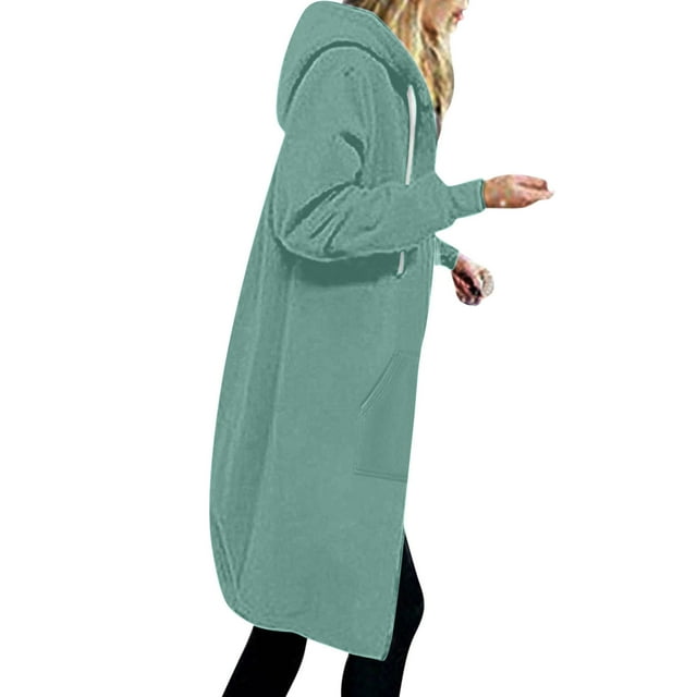 Timegard Chandail à Capuchon pour Femmes Chandails en Molleton à Fermeture Éclair Manches Longues Automne Hiver Vestes Longues Décontractées Confortables