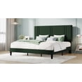 thumbnail image 2 of Amolife King Bed Frame, Platform Bed with Upholstered Velvet Adjustable Headboard, Wooden Slats, Easy Assembly, Green, 2 of 9