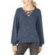 thumbnail image 1 of INC Womens Criss-Cross Front Pullover Sweater, Azul, X-Large, 1 of 2