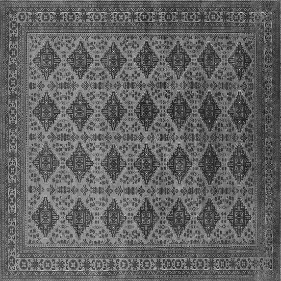 Ahgly Company Indoor Square Oriental Gray Industrial Area Rugs, 4' Square