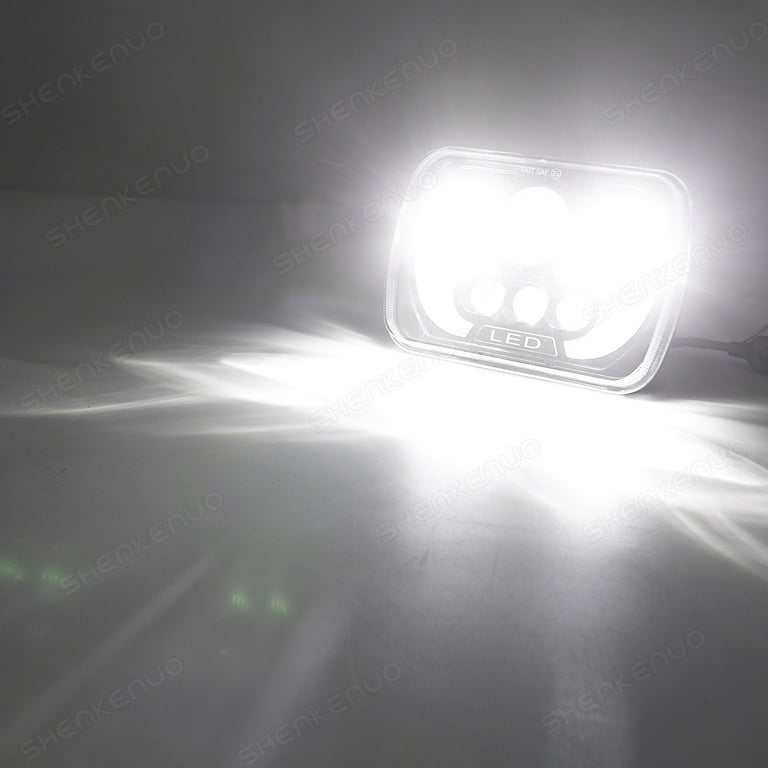 5X7 7x6 Inch White LED Hi/lo Diamond Cut Semi Sealed Glass Lens Headlights H6054