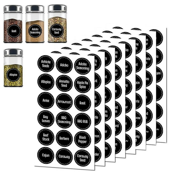 Spice Food Labels and Kitchen Food Label Sets, Including 144 Reusable Pre-Printed Spice Storage Labels and Food Labels